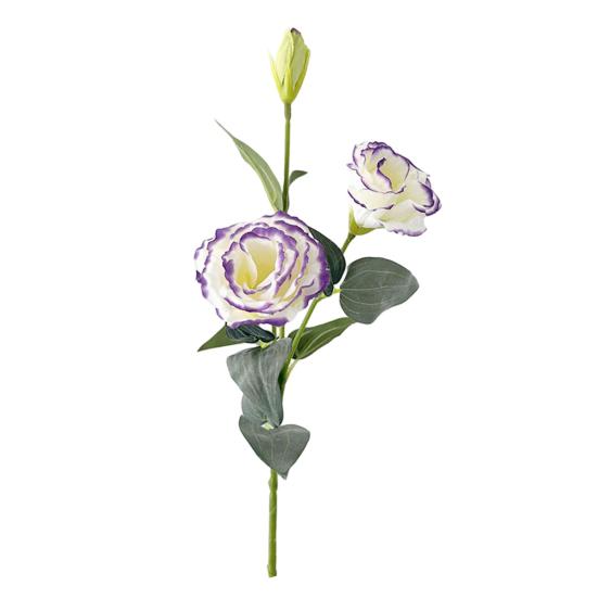 3 Heads Artificial Flower Bouquet Faux Silk Eustoma Lisianthus Flower with Long Stem Fake Floral Arrangement for DIY Wedding Bouquet