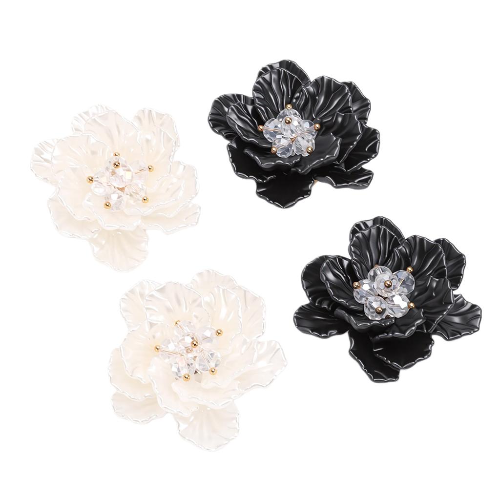 4PCS Clip On Button Covers Camellia Flower Cufflinks for 1.8cm Diameter Cuff Buttons Crafts Sewing Clothing Decoration