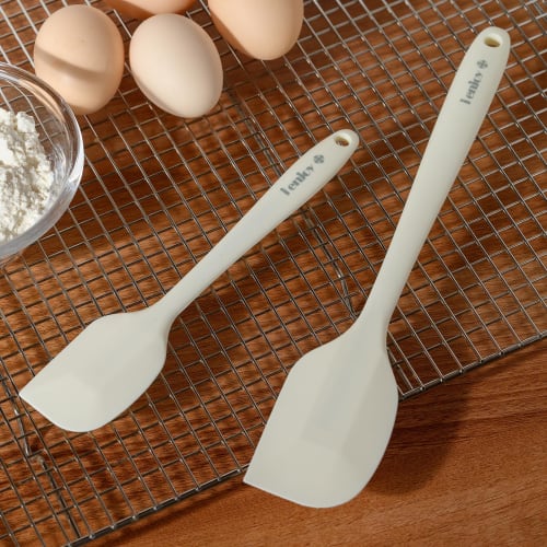 I Enjoy + Silicone Heat-Resistant Spatula, 27cm, White, for Baking and Cooking, Integrated Design