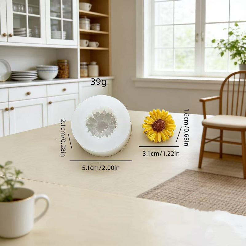 Heart-Shaped Daisy Scented Candle & Sunflower Gypsum Ornament Silicone Mold.