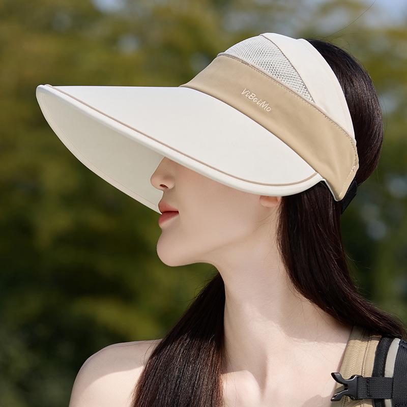 Women's Quick-Dry Ice Silk Sun Hat with Large Brim - Summer Open Top, Korean Style, for Large Head Circumference