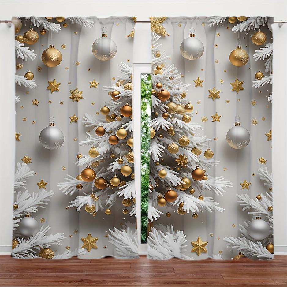 2-Panel Semi Blackout Curtains with Christmas Pendant Design - Soft, Light-Filtering & Thermal Insulated for Privacy In Bedroom
