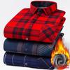 Plus Size Men's Thermal Shirt Men's Winter Fleece-Lined Thickened Checkered Long-Sleeved Shirt