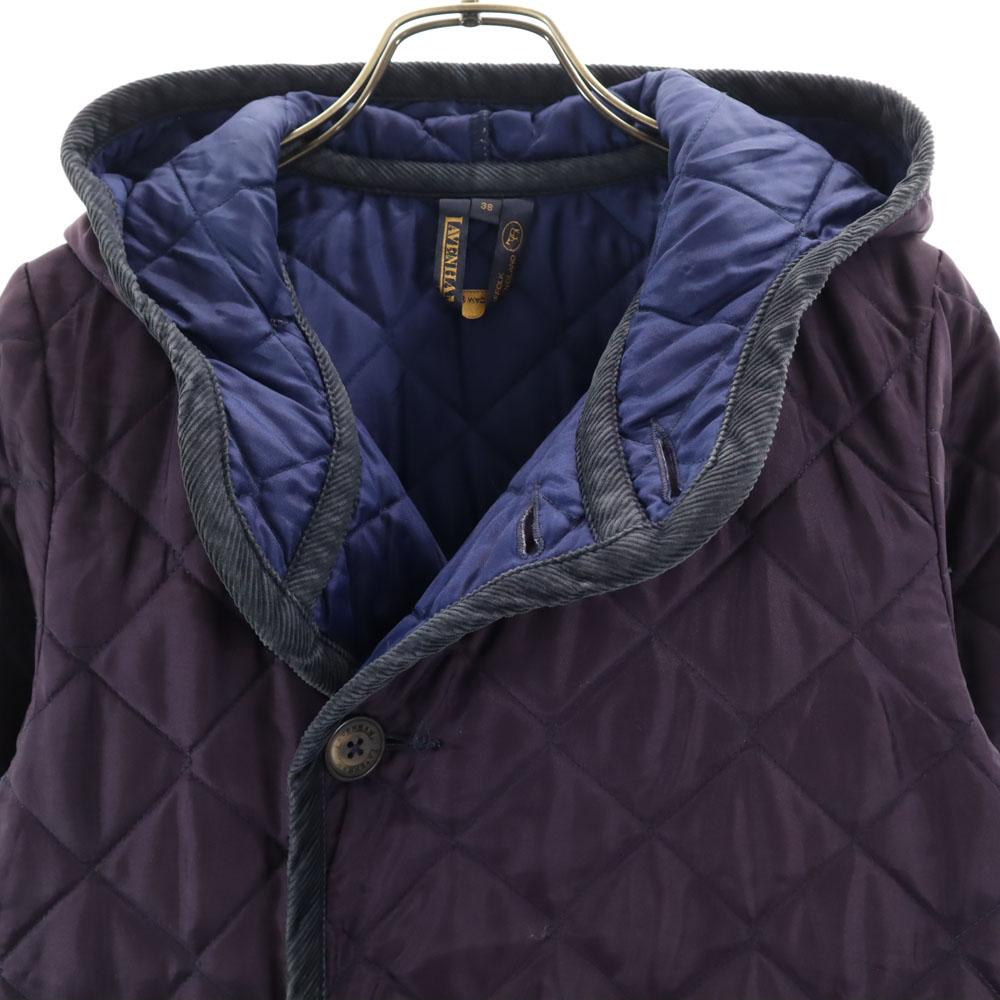 LAVENHAM Made In England Quilted Coat 38 Purple Filling Into Cotton Women Used