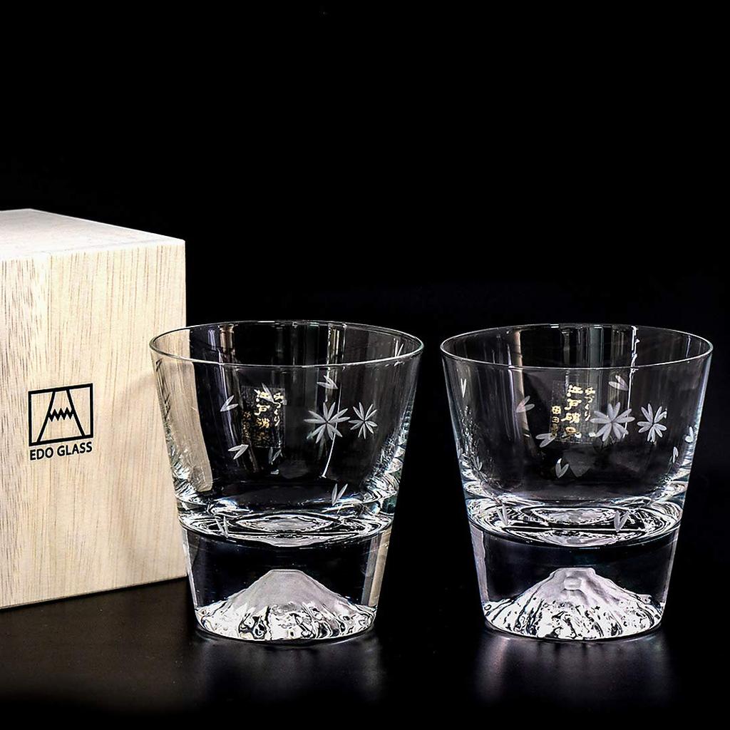 Fuji Fuji Glass Sakura Fuji Rock Glass Pair Set Set of 2 Edo Glass Fuji [Mt. Glass] [Tajima Glass] Mt. TG16-015-RS Mt. Mt.