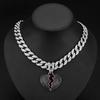 Street Hip-hop Style, Broken Personality, Cracked Heart Pendant, Hanging Chain, HIPHOP15mm Watch Buckle, Cuban Necklace