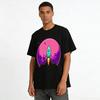 Vintage Weltraumrakete Aufdruck T-Shirt Cooles Lässiges Unisex Oberteil Reines Baumwoll-T-Shirt