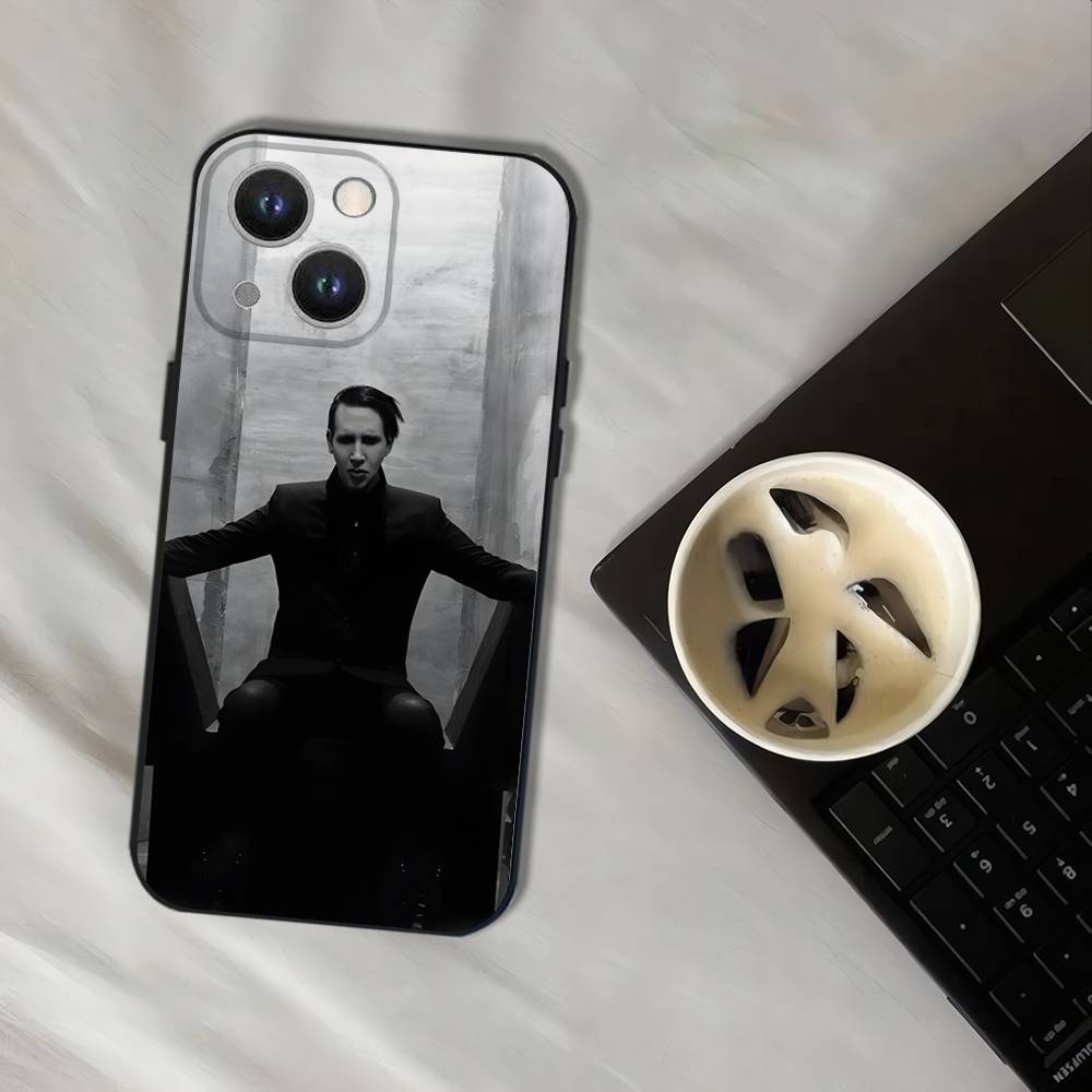Singer M-Marilyn Manson Phone Case For iPhone 17,16,15,14,13,12,11,Pro,XS,Max,XR,Plus,E,SE4,Mini Black Soft Cover