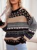 Women's Retro Argyle Color Block Pullover - Warm, Soft, Long Sleeve Crew Neck Sweater for Autumn/Winter