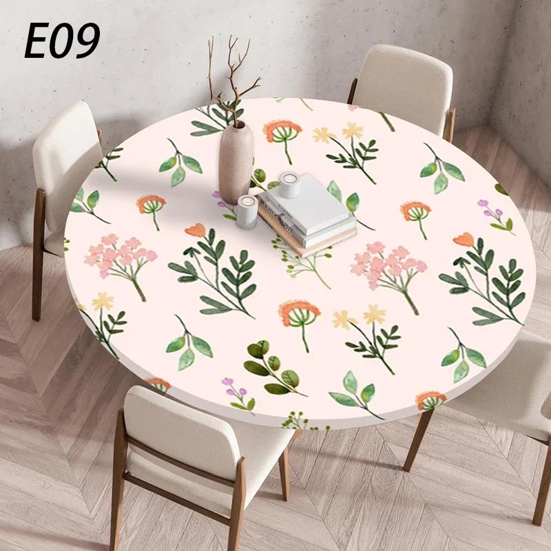 60/90/120Cm Round Table Cover Waterproof Oil-Proof Tablecloth Elastic Kitchen Dining Wedding Party Table Cover Home Decoration
