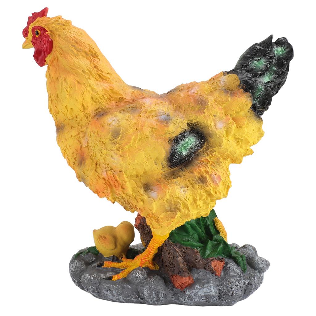 Hen Garden Statue with Small Chicks Hen Fairy Garden Accessories Resin Chick Hen Figurine for