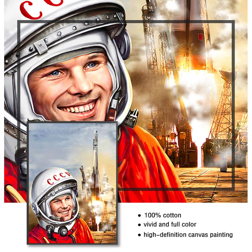 Canvas Painting Decorative Home Decor Quadro Space Heroes Yuri Gagarin Posters And Prints Wall Pictures For Living Room Vintage