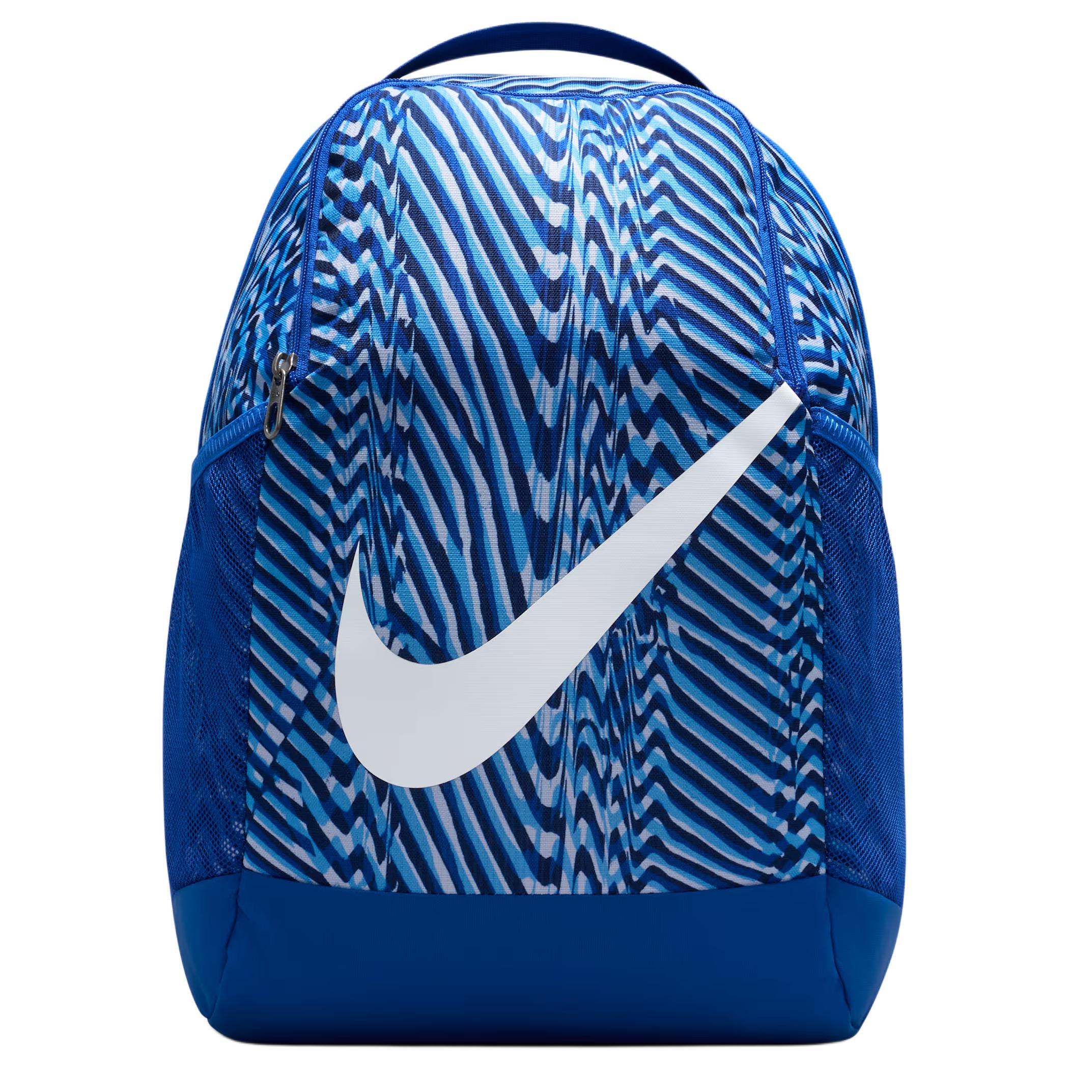 Nike Brasilia Wave Print Polyester Backpack Unisex Backpack Blue White IH7966-480 Blue & White