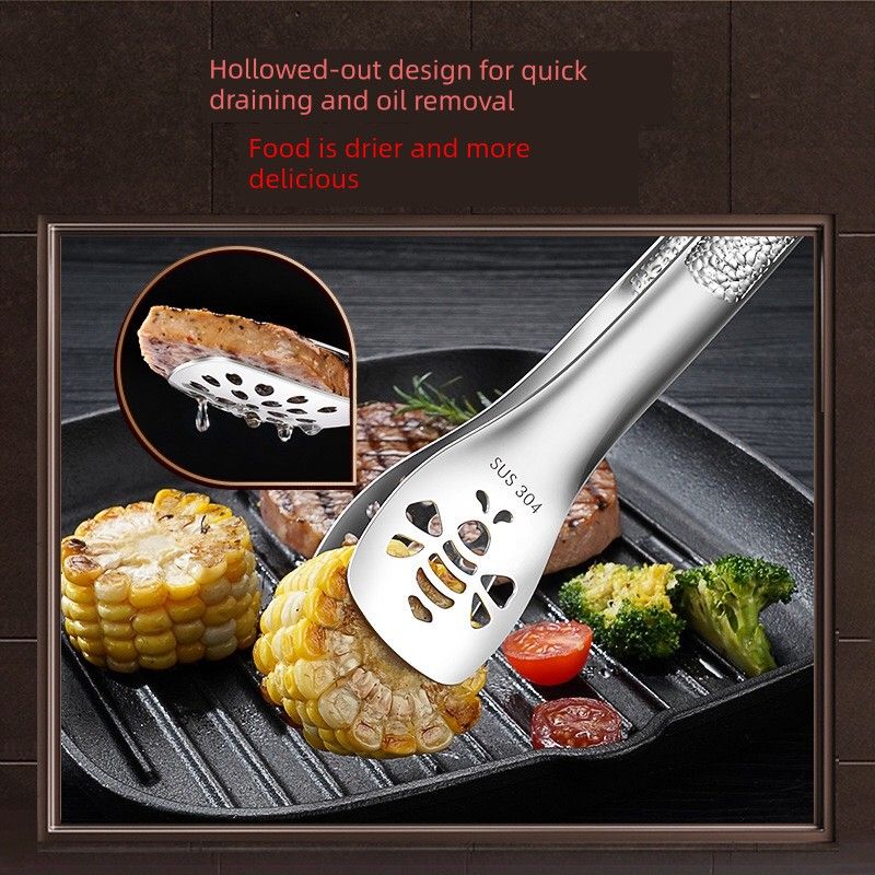 Thickened Food Tongs German-Style 304 Stainless Steel Tongs Bbq Tongs for Home Kitchen Steak Bread Grilling Tongs