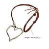 Delicate Irregular Love Choker Dainty Hollow Heart Pendant Necklace Y2K Leather Necklace Everyday Jewelry for Women Girl