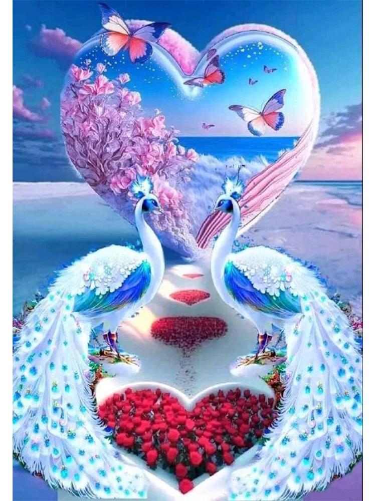 Painting 5d Peacock Diy Diamond Artificial Diamond Square Round Mosaic Embroidery Set Flower Beach Home Decoration Gift