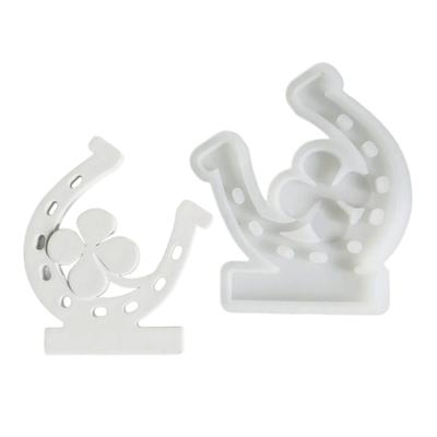 Fer à cheval Trèfles à quatre feuilles Porte-bougies Moules en Silicone Moules pour Bougeoirs Moules de Coulée pour Décorations de Table