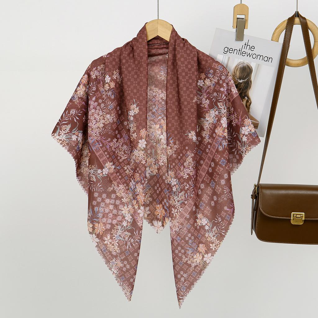 Blumenmuster Wellen Viskose Quadratisches Tuch Muslimische Hijabs Baumwoll Kopftuch Damenmode Malaysia Taschentuch Foulard 110*110cm