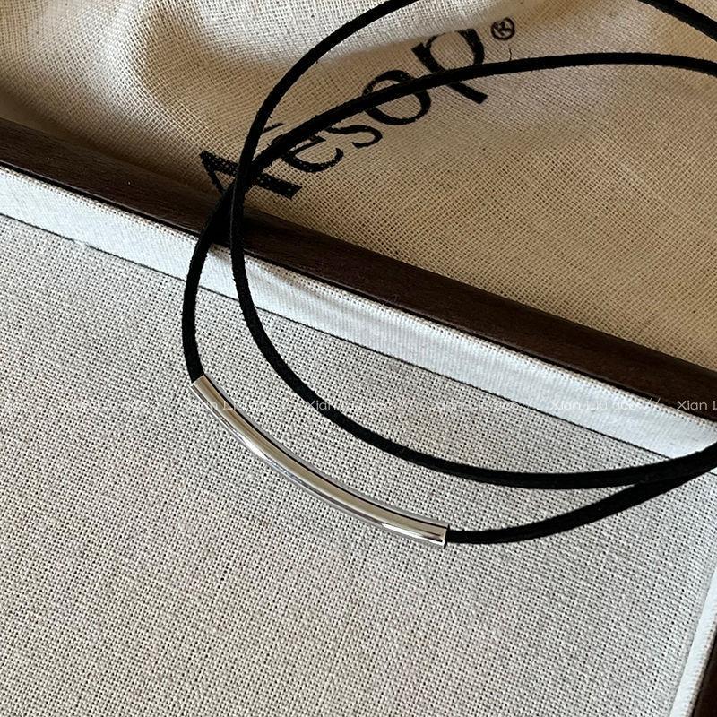 Black leather rope choker collar collarbone chain women's neck strap niche temperament neck accessories neck chain necklace