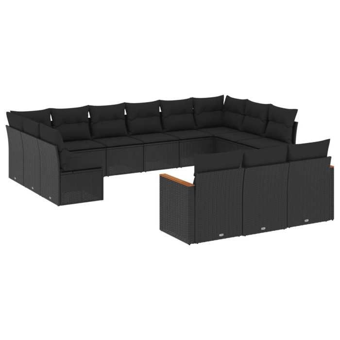 VidaXL Garden Lounge Set with Cushions 13 Pcs, Patio Sofas, Patio Furniture Set, Outdoor Furniture, Black 3226454
