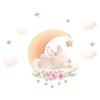 Cartoon Cute Animals Moon Cat Rabbit Wall Stickers for Kids Room Background Bedroom Decoration Girls Home Decor Living Room