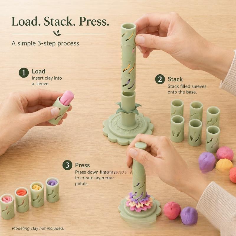 Polymer Clay Flower Making Tool Set 9 Modular Shaping Sleeves Creative Clay Craft Kit Gift for DIY Craft Enthusiasts Kids