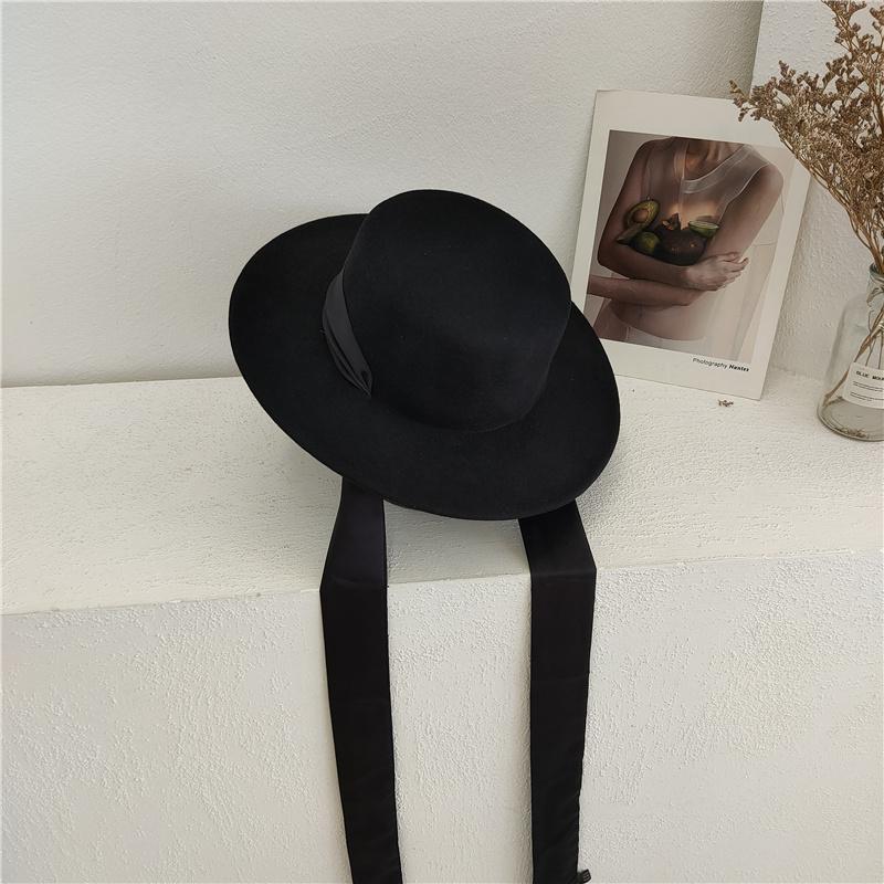 

Шикарная британская шерстяная длинная лента бант женская фетровая шляпа женская шляпа для отдыха Panamjazz head size 57cm