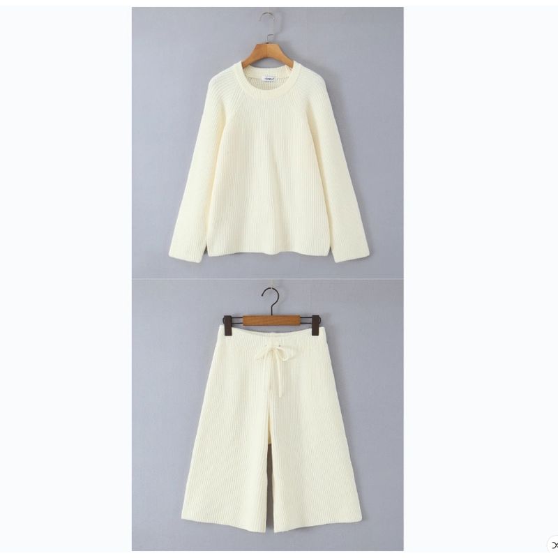 Zbzr New Fall Women's Clothing Fashion Style Loose Round Neck Long Sleeves Knitted Pullover Sweater + Knitted Middle Pants Suit