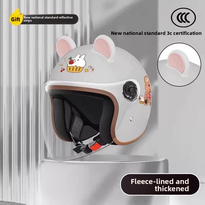 Women's Electric Vehicle Helmet Winter Thermal Helmet Double Four-season Universal Battery Motorcycle Half Helmet