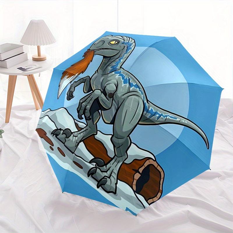 

1pc Blue Velociraptor Automatic Opening and Closing Umbrella, Lightweight 3-Fold, With Cute Cartoon Characters, Suitable for Home, Outdoor and Daily U