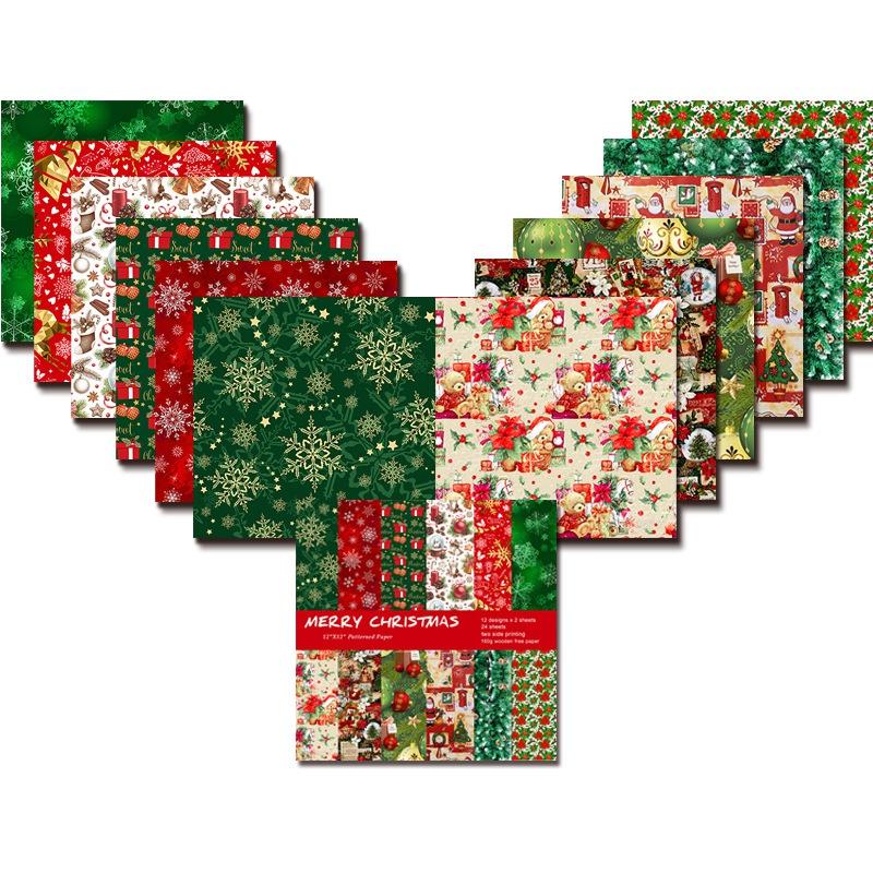 Merry Christmas Crapbook Paper Pad 6x6inch Single-Sided Vintage Scrapbooking DIY Decorative Cardmaking Supplies 24pcs Junk Journaling Craft Paper