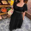New Style Dress - Spring Vintage Square-neck Printed Oversized Short-sleeved Dress