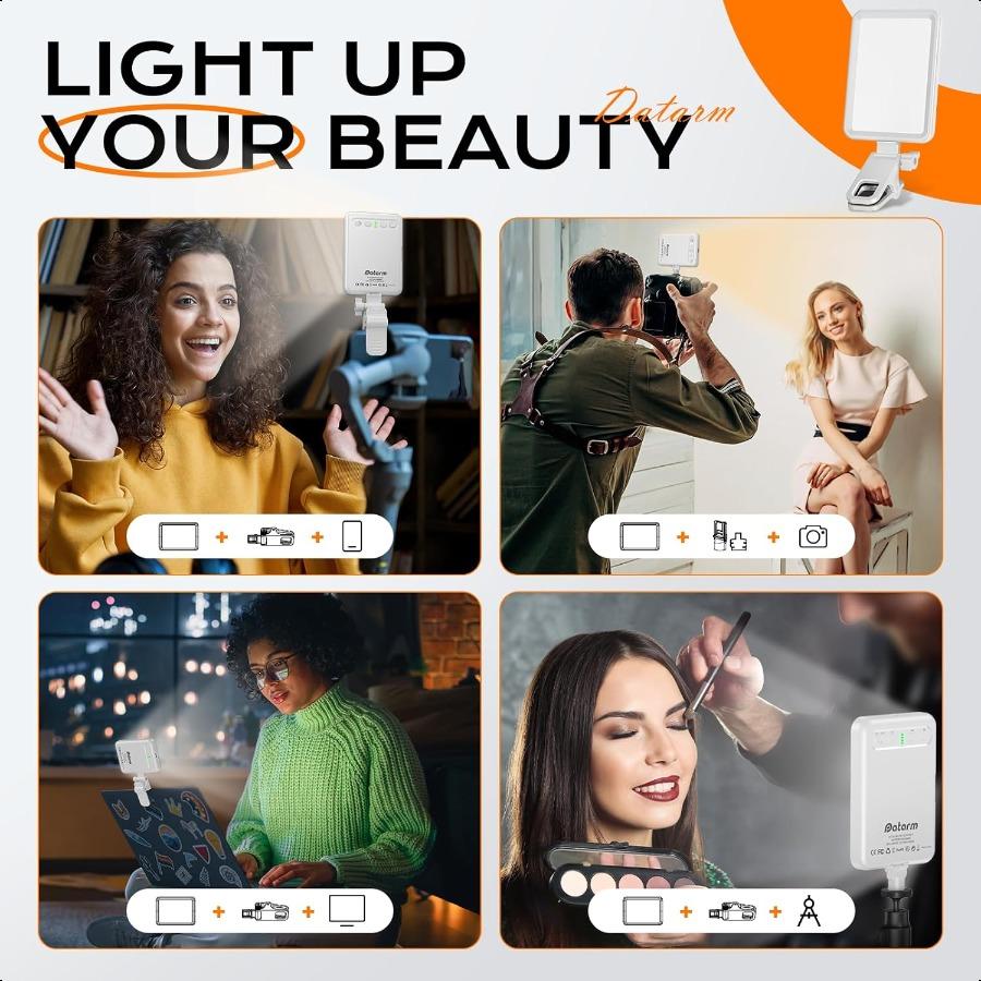 Rechargeable Soft Selfie Light for Phone Camera Laptop 414H Battery Portable LED Light for Pictures Phone Light Clip for Selfie