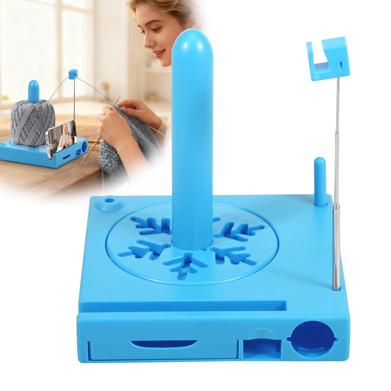 

Yarn Spool Organizer Box Portable Yarn Holder Spinner with Phone Stand Crochet Accessories Organizer for Knitting Lovers синій