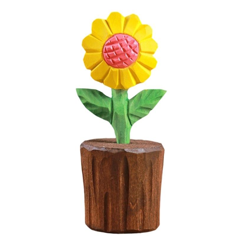 

Handcarved Wood Rose Sculpture Elegant Wooden Flower Miniature Figurine for Home Office Desktop Decoration Ornament Gift