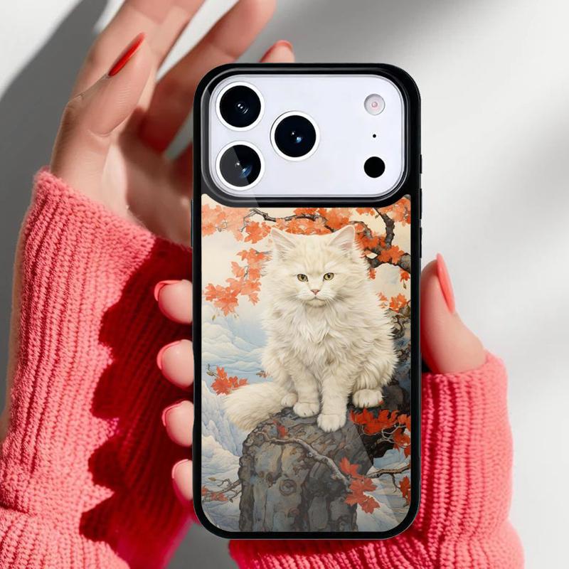

Cute Cat Painting Phone Case for iPhone 17 16 15 14 13 Pro Max Back Cover for 12 11 Pro Coque iPhone 14 Pro