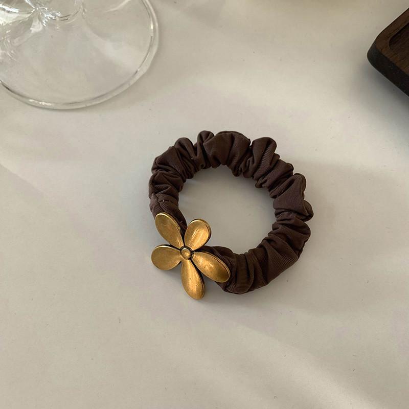 Hair ring French retro satin large intestine ring adult temperament hair accessories simple Joker Pearl balls hair rope.