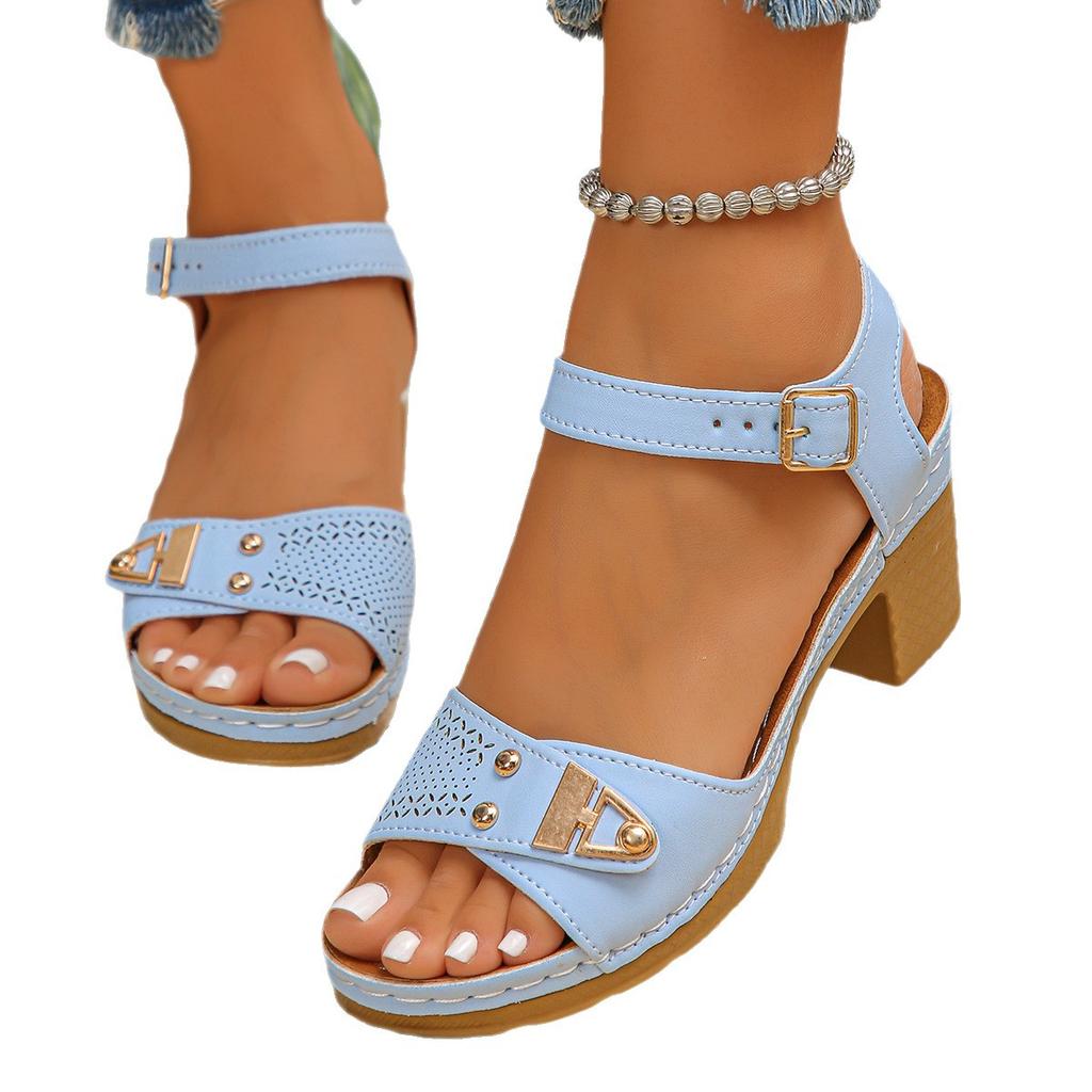 Coarse heel sandals women's outer wear 25 new thick heel high heel sandals women's heels