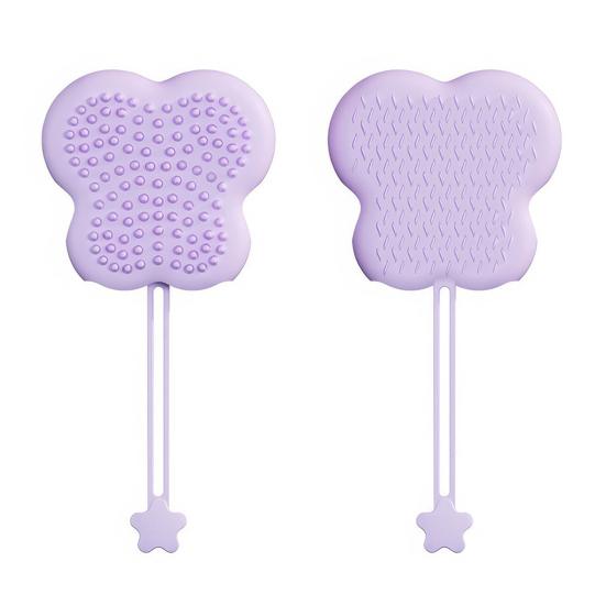 2-in-1 Pet Grooming Glove with Lanyard Soft Flexible Cat Head Shape Pet Grooming Massage Glove Grooming Mitt