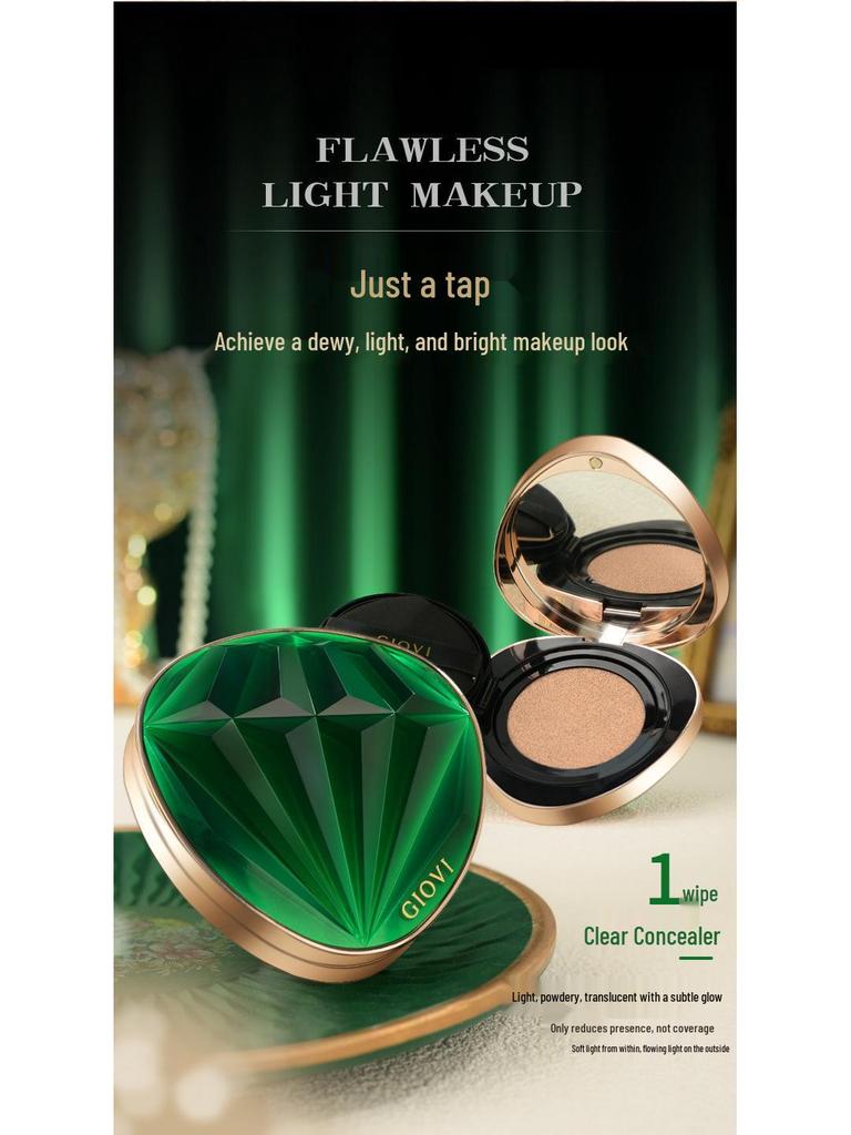 Emerald Hydrating Oil-Control Cushion Cream - Long-Lasting, Waterproof, Sweatproof, No Caking BB Cream.