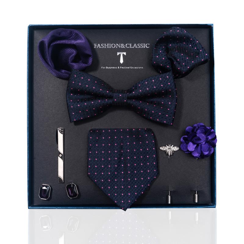 Luxury Groom Tie, Pocket Square & Boutonniere Gift Set for Weddings