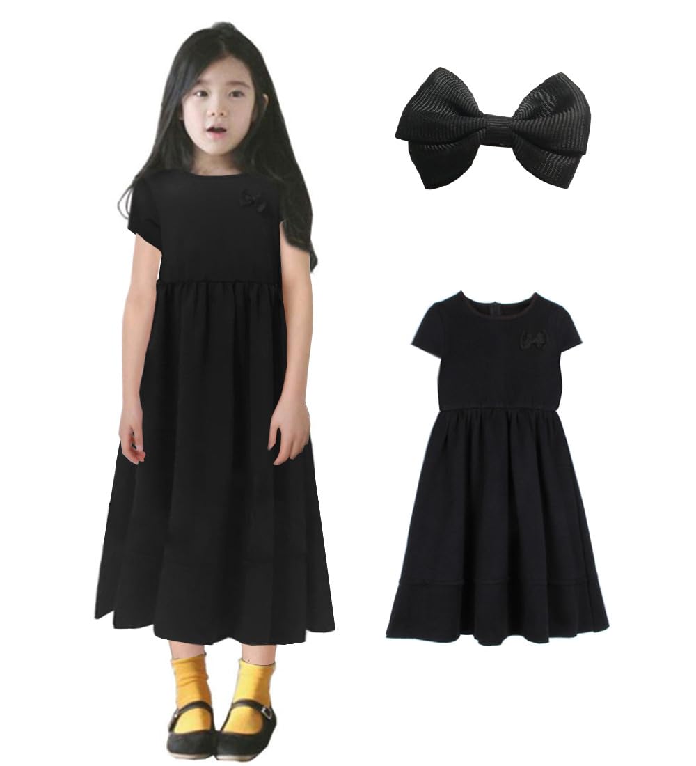 

WUOWU Идеально для поминок и на каждый день и зимнее платье для девочек, детское, черное, услуги, свадьбы, похороны, носить, весна, лето, осень,