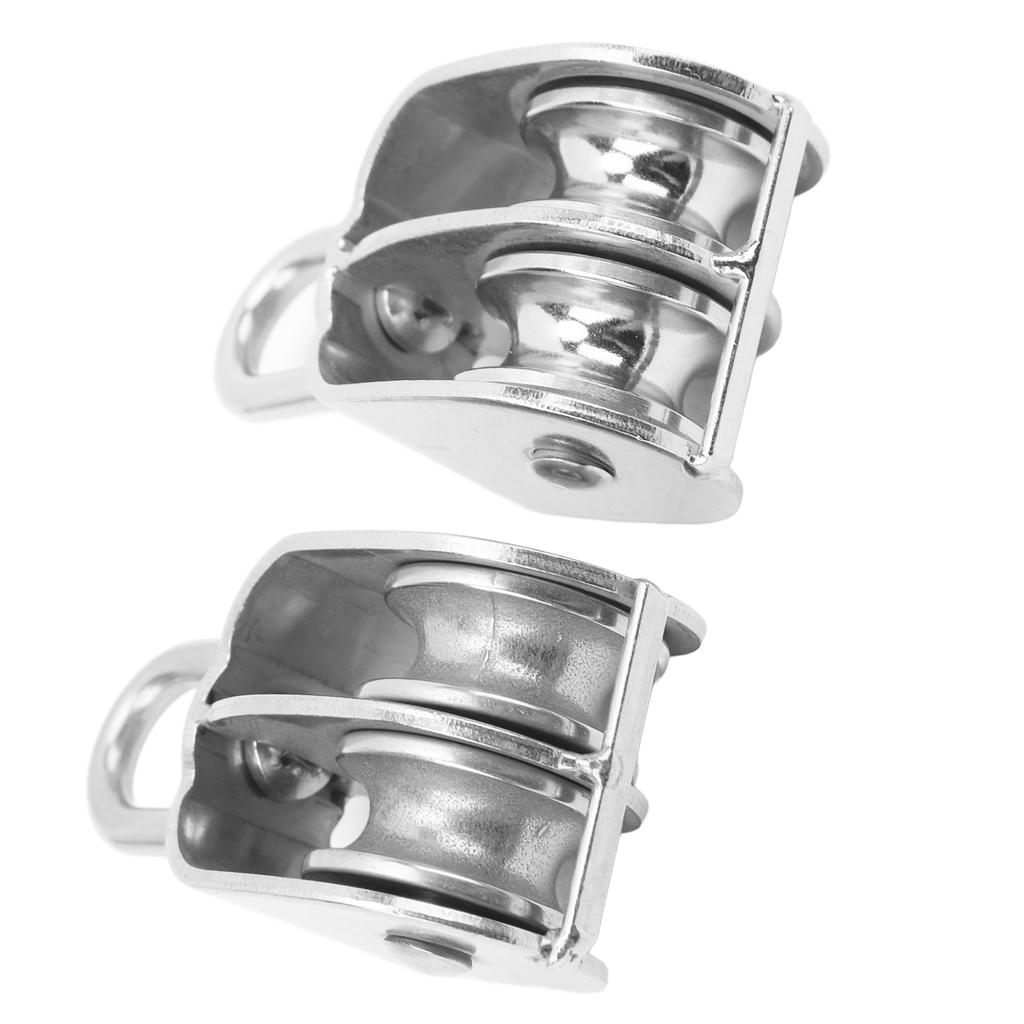 2KS Dvojitá kladka M32 Vodicí kolo Nerezová ocel 360stupňová rotační kladka pro zvedání lan