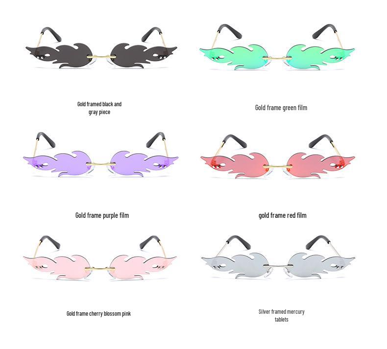 Flame Sunglasses: Dazzling Fireworks Colors, Silver Metal Frame - Perfect for Women's Parties and Bars