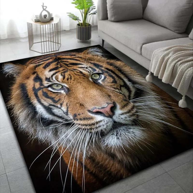 Tiger Animal Area Rug Carpet Wildlife Printed Indoor Floor Mat for Living Room Bedroom Soft Non-Slip Washable Doormat, Play Mat