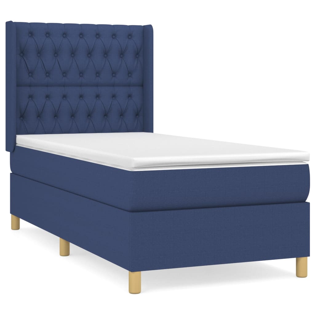 Box Spring Bed with Mattress Blue 100x200 cm Fabric