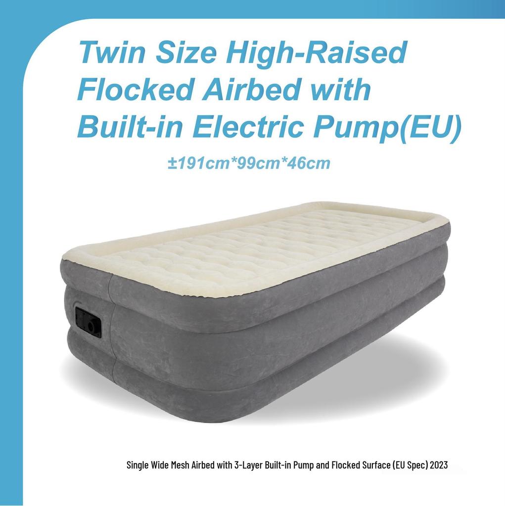 JILONG Luxury Double Layer Flocked Inflatable Bed with Built-in Pump