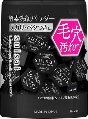 Suisai Beauty Clear Black Poederwas Enzyme Gezichtsreiniging Enkel x 32 Stuks en Dode (Normaal) Poeder, 0,4 g [Verwijdert Poriën, Mee-eters, Vuil,