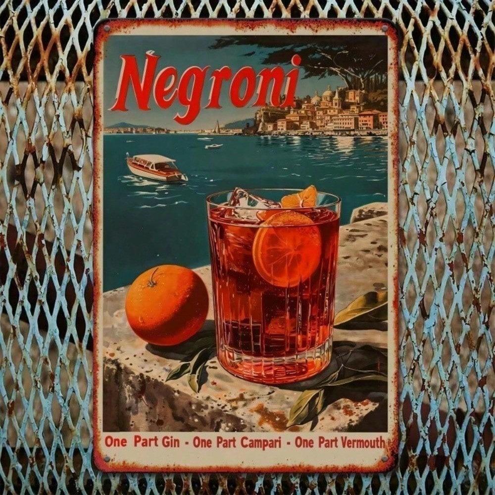 Retro Negroni Cocktail Metal Tin Sign 8x12 Inch Vintage Plaque Bar Pub Home Wall Decor
