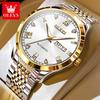 OLEVS Original Men's Watch Stainless Steel Dual Calenadr Classic Luxury Business Automatic Mechanical Wrist Watches for Man 6602